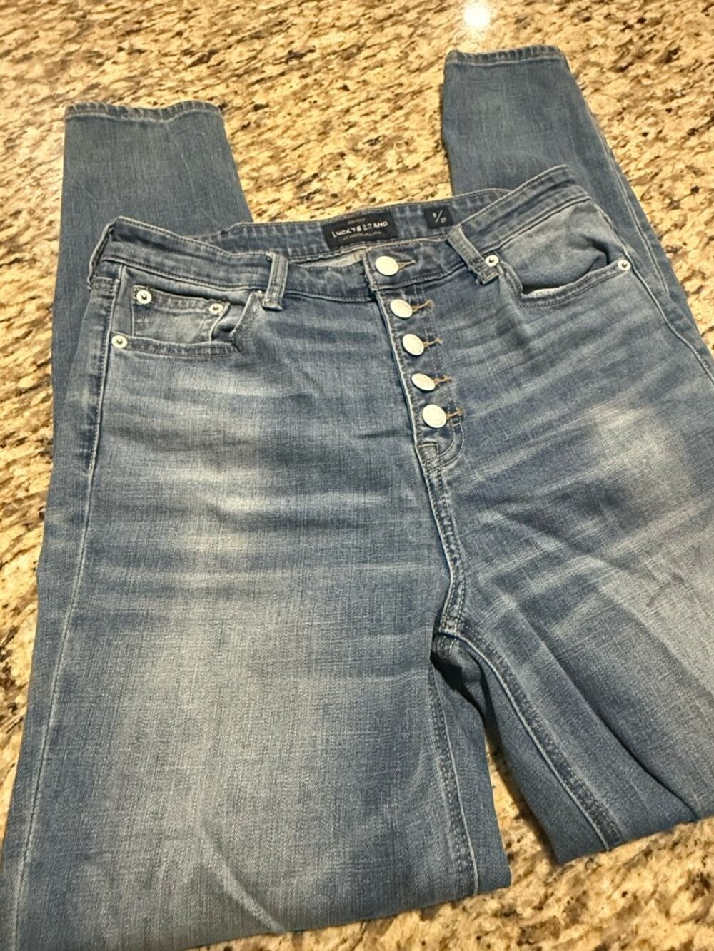 Lucky Brand Bridgette Skinny Jeans Size 8/29 High Rise Button Fly Distressed